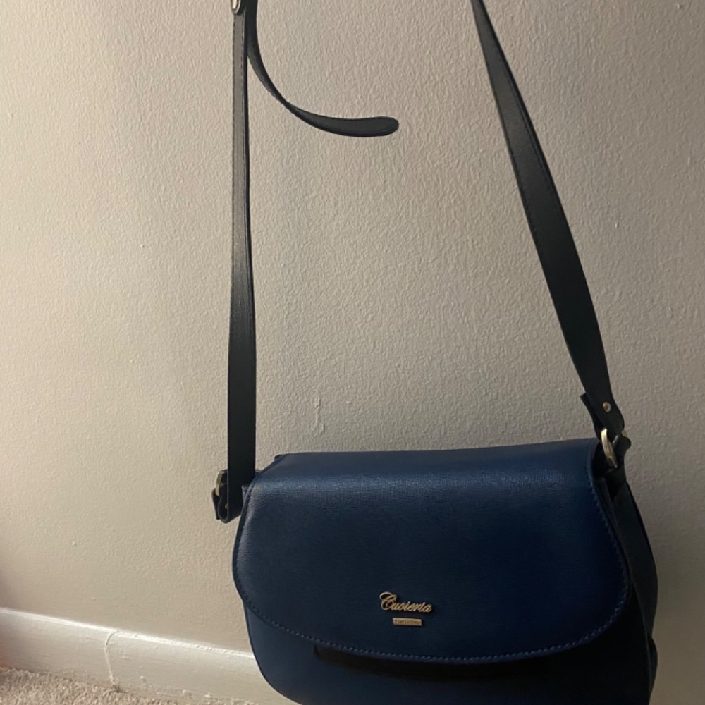Navy Blue Cuoieria Fiorentina leather Crossbody Bag Italy - Picture 4 of 16